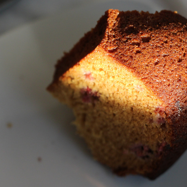 Playful burnt honey raspberry cake